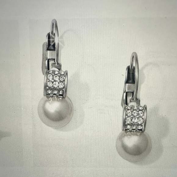 Meridian Petite Pearl Leverback Earrings - Picture 1 of 4